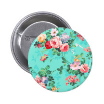 Vintages elegantes rosarotes gelbes Rosen-Muster Anstecknadelbutton