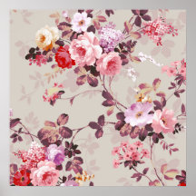 Vintages elegantes rosarotes lila Rosen-Muster Poster