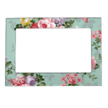 Vintages elegantes rosarotes Rosen-Muster Magnet-Bilderrahmen