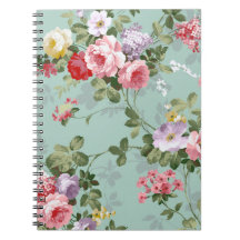 Vintages elegantes rosarotes Rosen-Muster Spiral Notizbuch