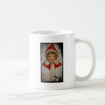 Vintages Elf-Mädchen-Weihnachten Kaffee Tassen