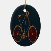 Vintages Fahrrad-alte Schulblaues Rot-Fahrrad Weihnachtsbaum Ornament