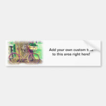 Vintages Fahrrad mit Blumen-Korb Auto Sticker