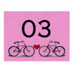 Vintages Fahrrad-Wedding Tischnummern Postkarten