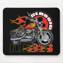 Vintages Flammen-Motorrad Mauspad