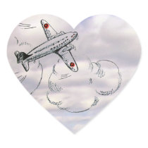 Vintages Flugzeug, das in den Wolken zeichnet aufkleber