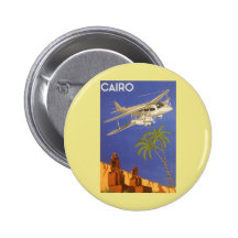 Vintages Flugzeug Reise-Plakat-Kairos Ägypten Afri Buttons