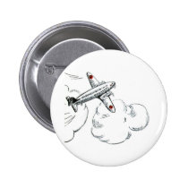Vintages Flugzeug-Schwarzweiss-zeichnen buttons