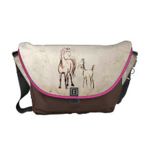 Vintages Fohlen mit Blume Kuriertasche