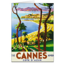 Vintages Franzose-Reise-Plakat Cannes Cote d'Azur Grußkarte