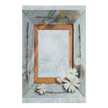Vintages Gänseblümchen blauer barnwood Rahmen Land Individuelles Druckpapier