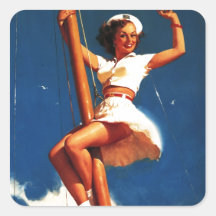 Vintages Gil Elvgren Segel-Boot, das Pin HERAUF Mä Sticker