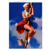Vintages Gil Elvgren Segel-Boot, das Pin HERAUF Mä Grußkarten