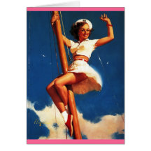 Vintages Gil Elvgren Segel-Boot, das Pin HERAUF Mä Karte