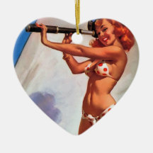 Vintages Gil Elvgren Segel-Boot, das Pin HERAUF Mä Weihnachtsbaum Ornament