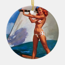 Vintages Gil Elvgren Segel-Boot, das Pin HERAUF Mä Weihnachtsbaum Ornament