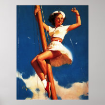 Vintages Gil Elvgren Segel-Boot, das Pin HERAUF Mä Plakate