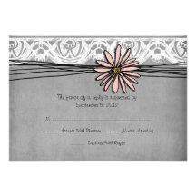 Vintages graues und rosa Gänseblümchen-Hochzeit UA Individuelle Einladungskarte