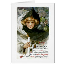 Vintages Halloween-Mädchen Karte