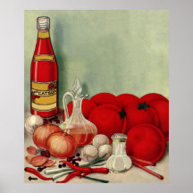 Vintages italienisches Nahrungsmitteltomate-Zwiebe Plakat