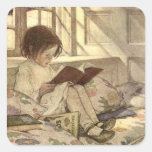 Vintages Kind, das ein Buch, Jessie Willcox Smith  Sticker