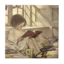 Vintages Kind, das ein Buch, Jessie Willcox Smith  Fliese