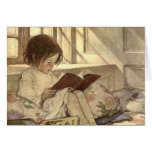 Vintages Kind, das ein Buch, Jessie Willcox Smith  Grußkarte