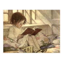 Vintages Kind, das ein Buch, Jessie Willcox Smith  Postkarte