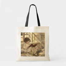 Vintages Kind, das ein Buch, Jessie Willcox Smith  Leinentaschen