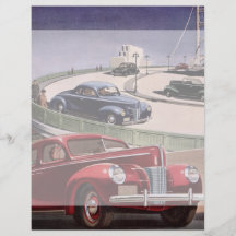 Vintages klassisches Sedan-Auto-Fahren auf die Aut Flyerbedruckung