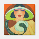 Vintages Kunst-Deko-Mädchen Kühlschrankmagnet