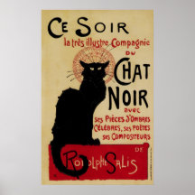 Vintages Kunst Nouveau Plakat; Cer Soir Chat Noir