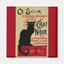 Vintages Kunst Nouveau Plakat; Cer Soir Chat Noir Kühlschrankmagnet