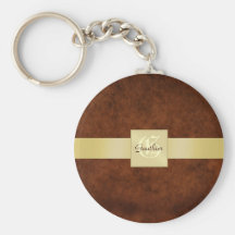 Vintages ledernes Goldmonogramm Keychain Schlüsselbänder