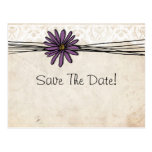 Vintages lila Gänseblümchen Save the Date Postkarte