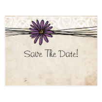 Vintages lila Gänseblümchen Save the Date postkarten
