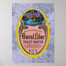 Vintages lila Toiletten-Wasser-Aufkleber-mit Blume