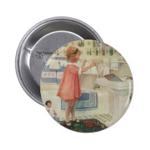 Vintages Mädchen, Kind, das Wäscherei-hängende Kle Button