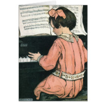 Vintages Mädchen, Musik, Klavier, Jessie Willcox S Karte