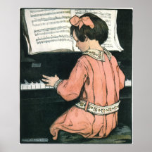 Vintages Mädchen, Musik, Klavier, Jessie Willcox S Poster