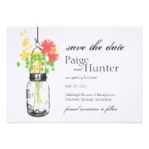 Vintages Maurer-Glas u. wilde Blumen Save the Date Einladung