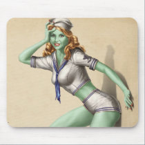Vintages Militärzombiepinup-Mädchen mousepads