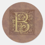 Vintages Monogramm B Runde Sticker