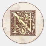 Vintages Monogramm N Aufkleber