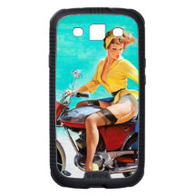 Vintages Motorrad-Reiter Gil Elvgren Pinup-Mädchen