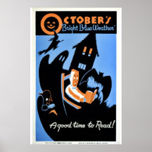 Vintages Oktobers "helles blaues Wetter" WPA Plakat