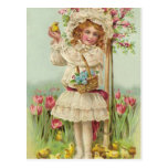 Vintages Ostern-Mädchen Postkarte