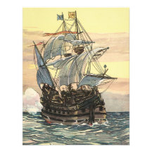 Vintages Piraten-Schiff Galleon, das den Ozean seg Personalisierte Ankündigungskarte