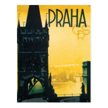 Vintages Plakat Prags (Prag) Postkarte