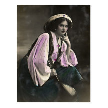 Vintages Porträt eines Sinti und Roma-Mädchens Postkarte